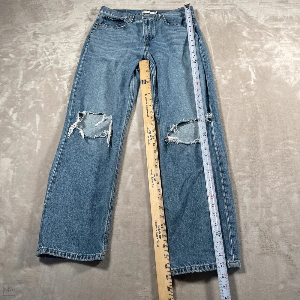 Levi's Women's Jeans Low Pro Straight Denim Distressed Casual 28 Blue - Picture 6 of 9